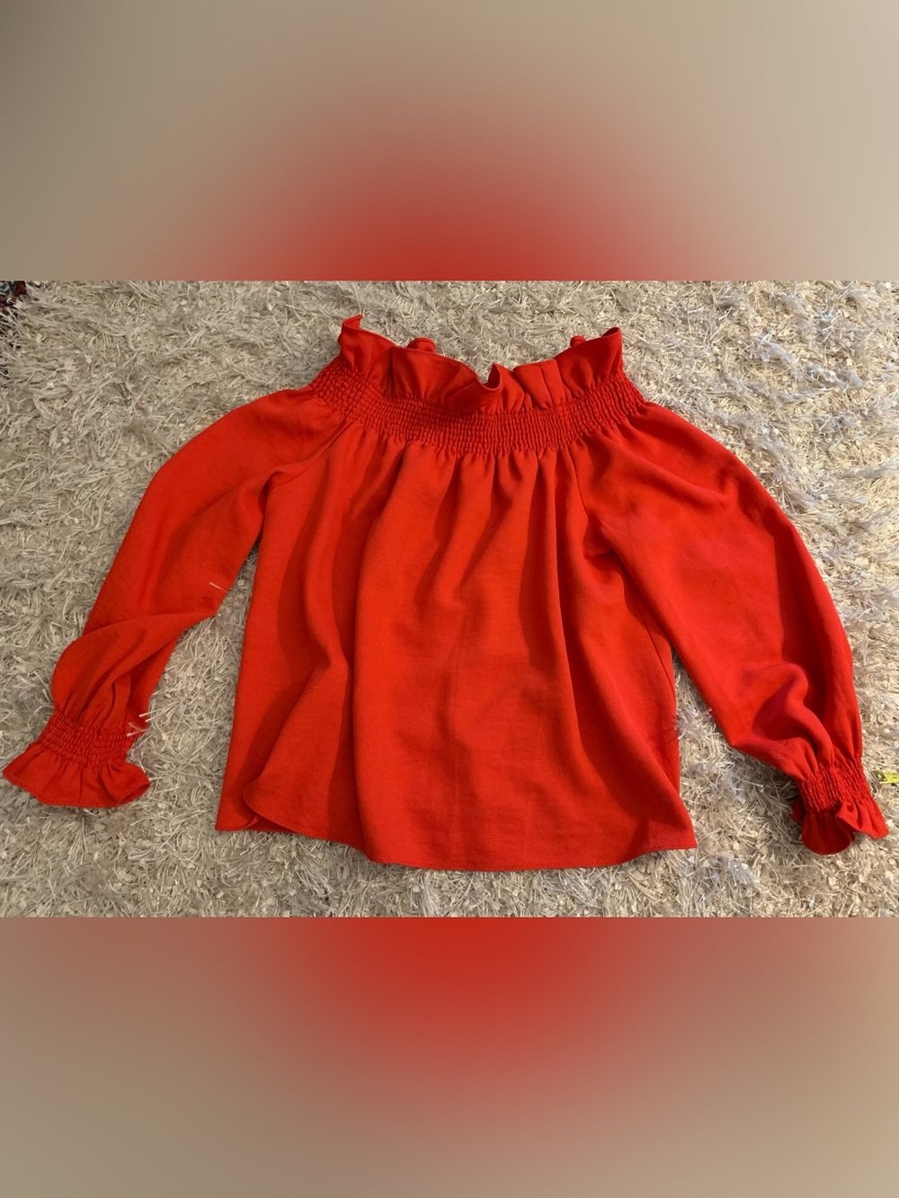 Avon Lane Red Off-Shoulder Ruffle Top